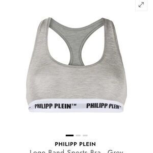 Philipp Plein Light Gray Sports Bra with Logo Band